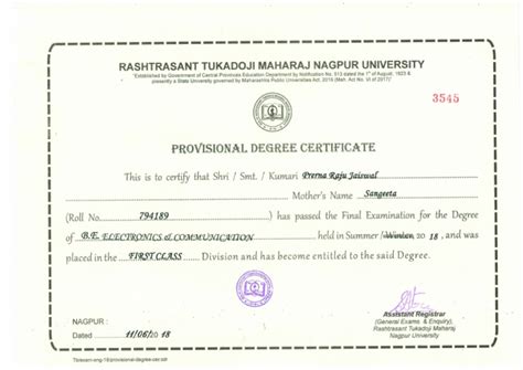 hnbgu university provisional degree.